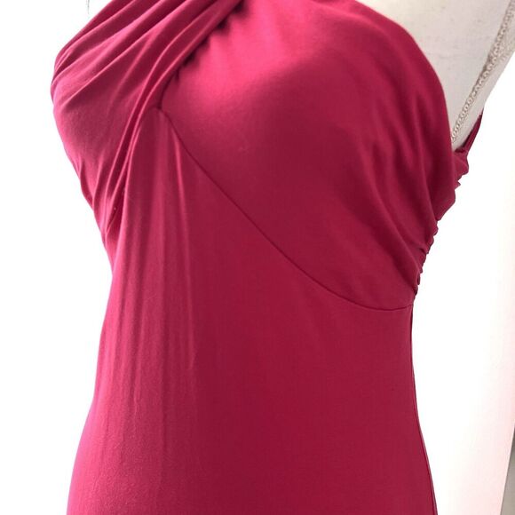 ASOS Hot Pink Criss Cross Viscose Blend Stretchy Party Dress Festival Size 12 - Picture 4 of 11